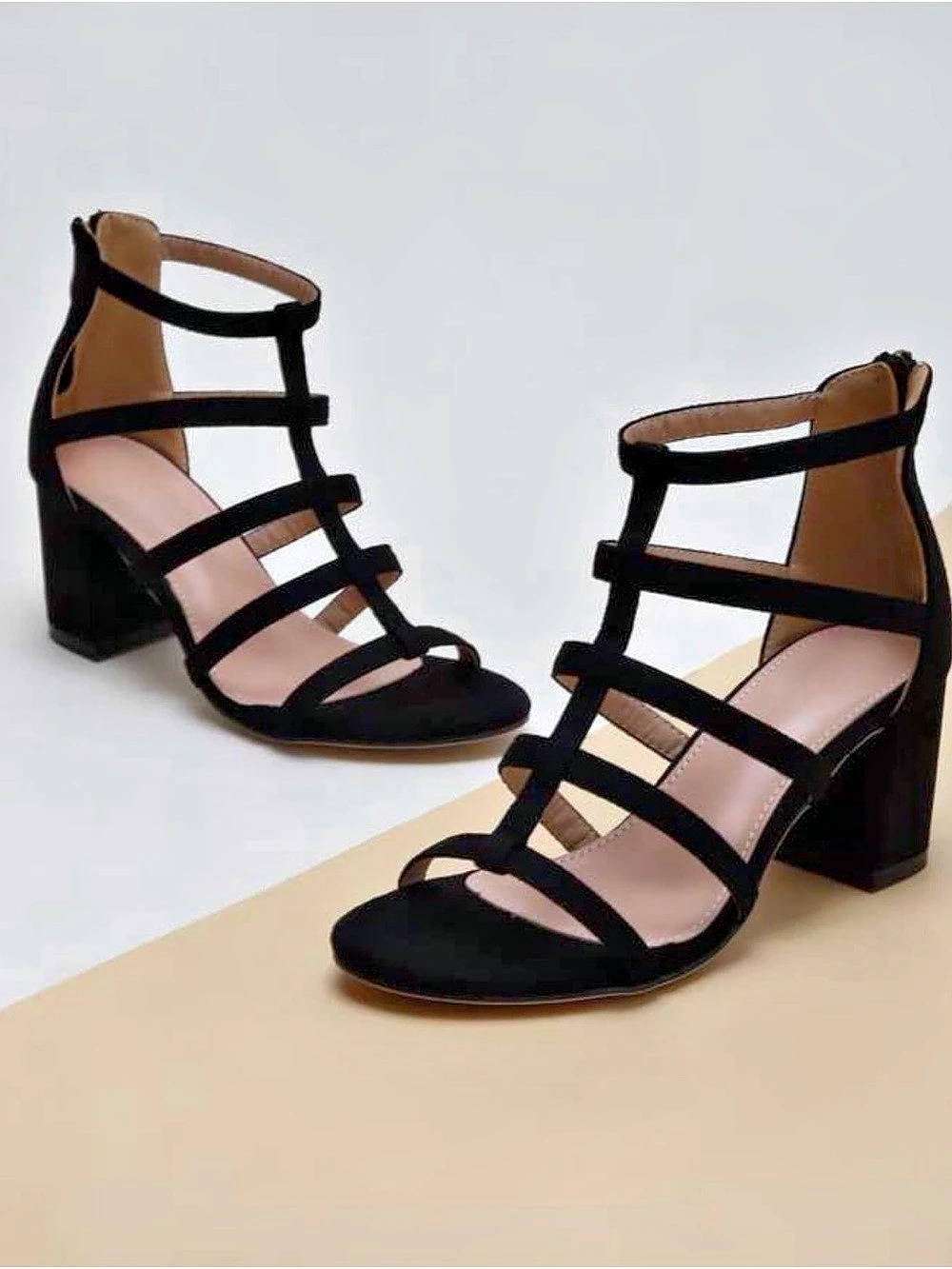 NWT Black Strappy Block Heel Sandals